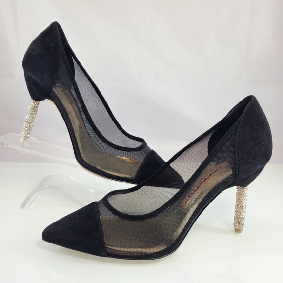NWT$650 SOPHIA WEBSTER Jasmine Crystal Point Cap Toe Suede Mesh Pump Heel 39 8.5 - Picture 5 of 16